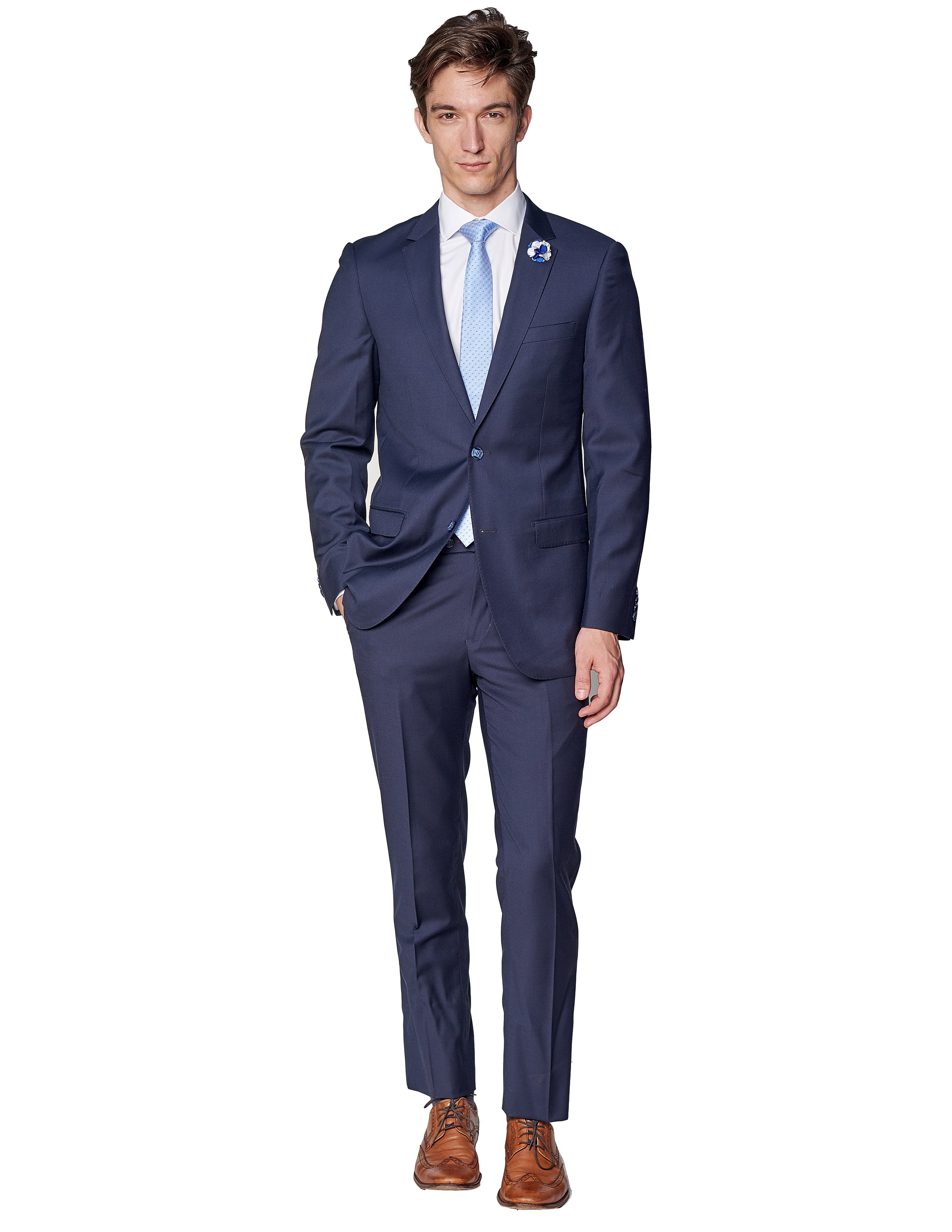Navy Super 150's Wool Suit-The Suit Spot