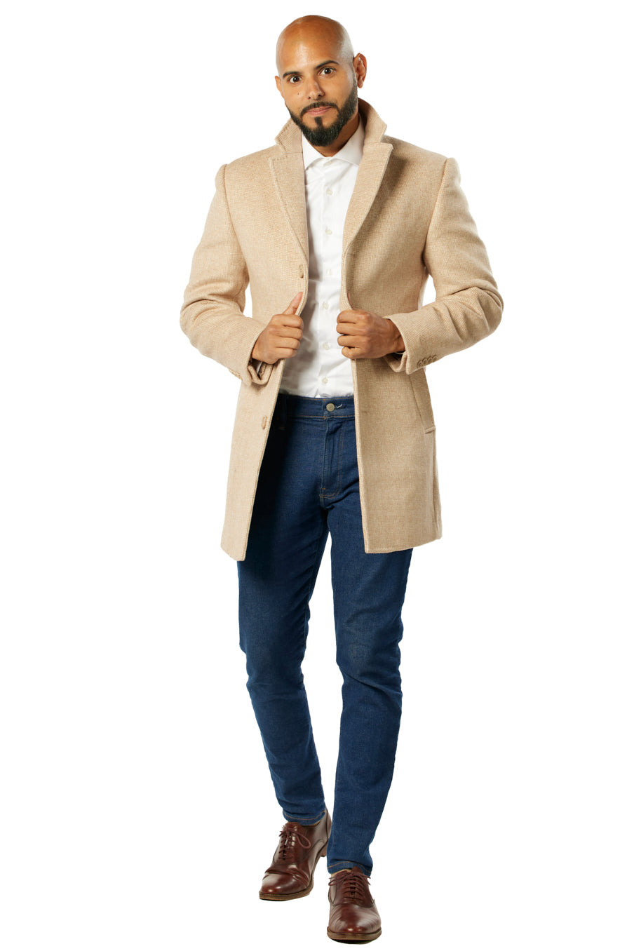 Luxury Bone/ Biege Wool Overcoat