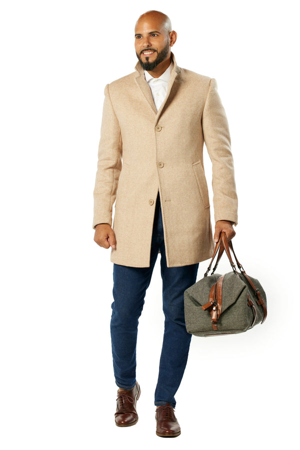 Luxury Bone/ Biege Wool Overcoat