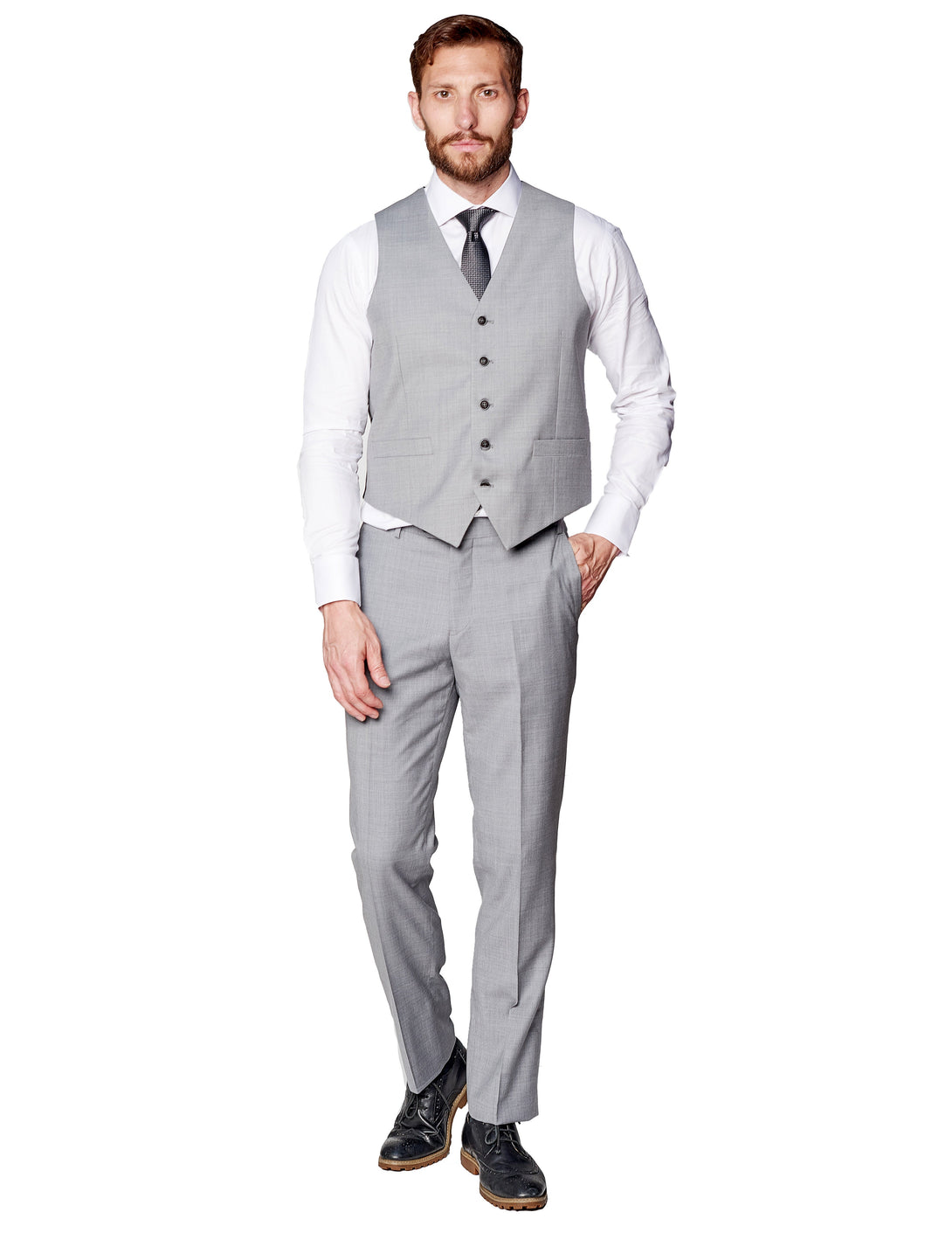 Light Grey 100% Wool Vest-The Suit Spot