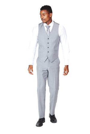 Light Grey 100% Wool Vest-The Suit Spot