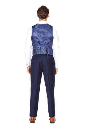 Low Cut Navy Wool Vest-The Suit Spot