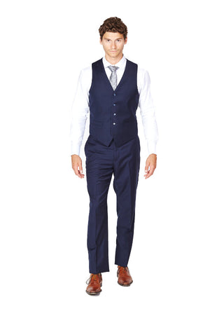 Navy 100% Wool Vest-The Suit Spot