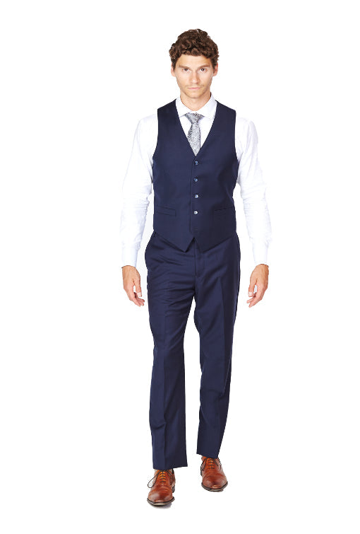 Navy 100% Wool Vest-The Suit Spot