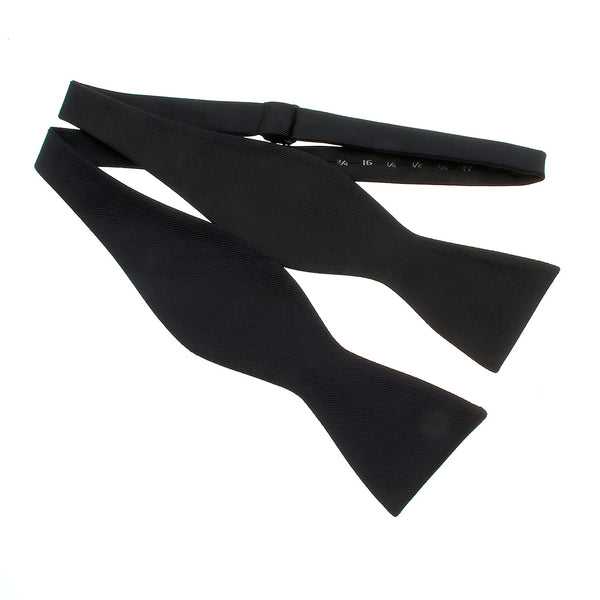 Self Tie Black Silk Bowtie-The Suit Spot-Wedding Suits-Wedding Tuxedos-Groomsmen Suits-Groomsmen Tuxedos-Slim Fit Suits-Slim Fit Tuxedos-Online wedding suits